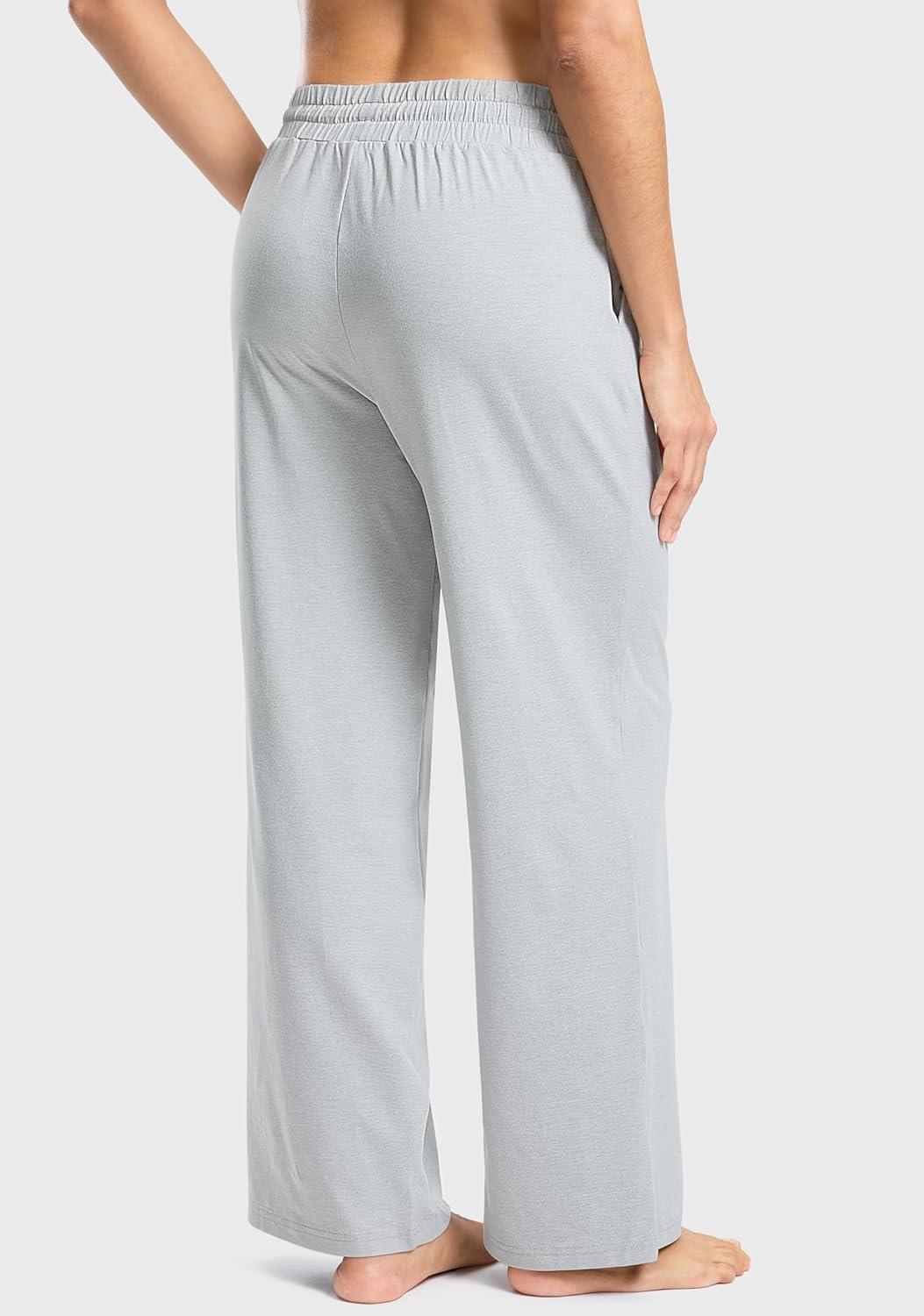 imageSANTINY Womens Soft Sweatpants Yoga Lounge Casual Pants Stretch Open Bottom Sweat Pants for Women with PocketsLight Grey