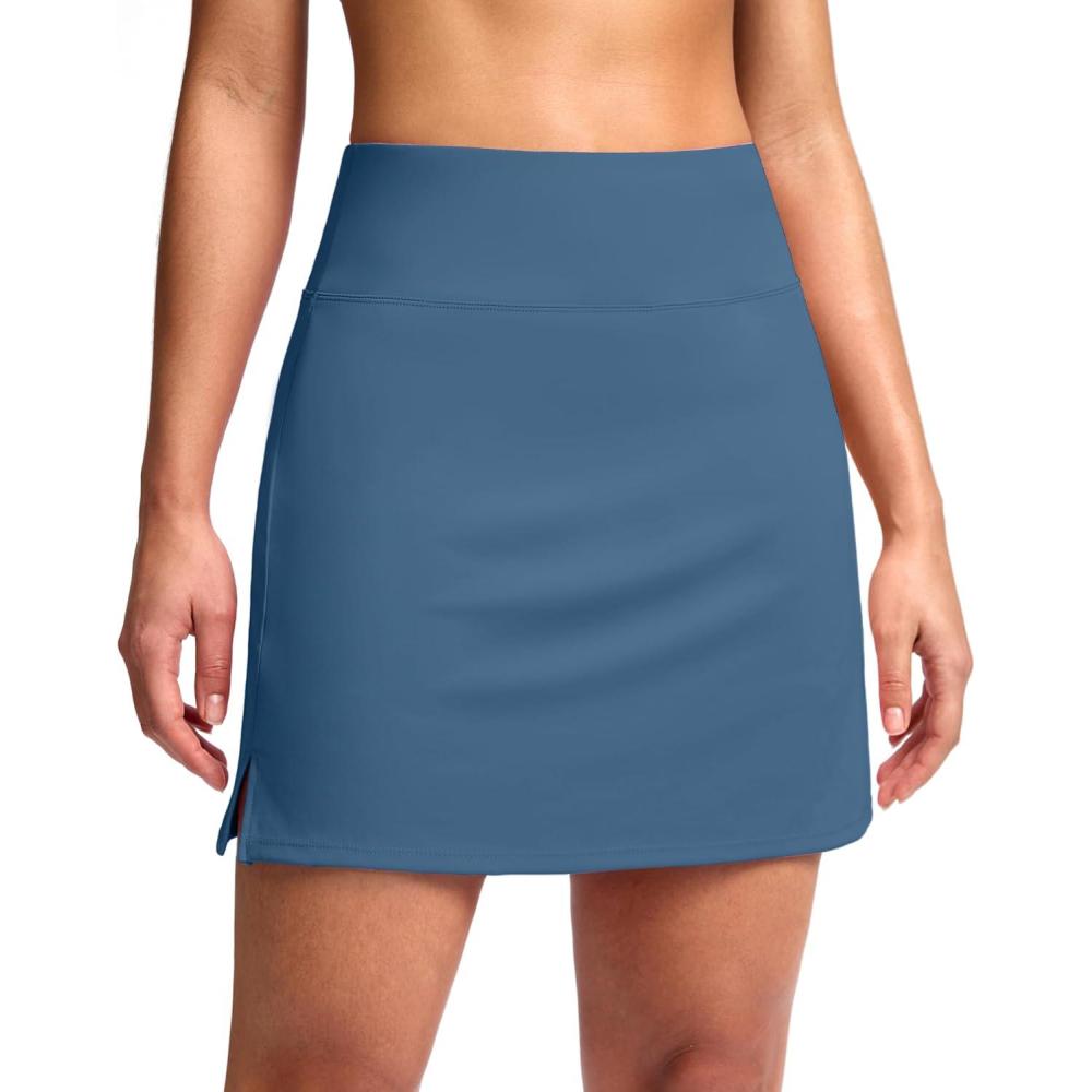 imageSANTINY 16quot Skorts for Women with 2 Pockets High Waisted A Line Pickleball Golf Skort Casual Athletic Tennis SkirtDusty Blue