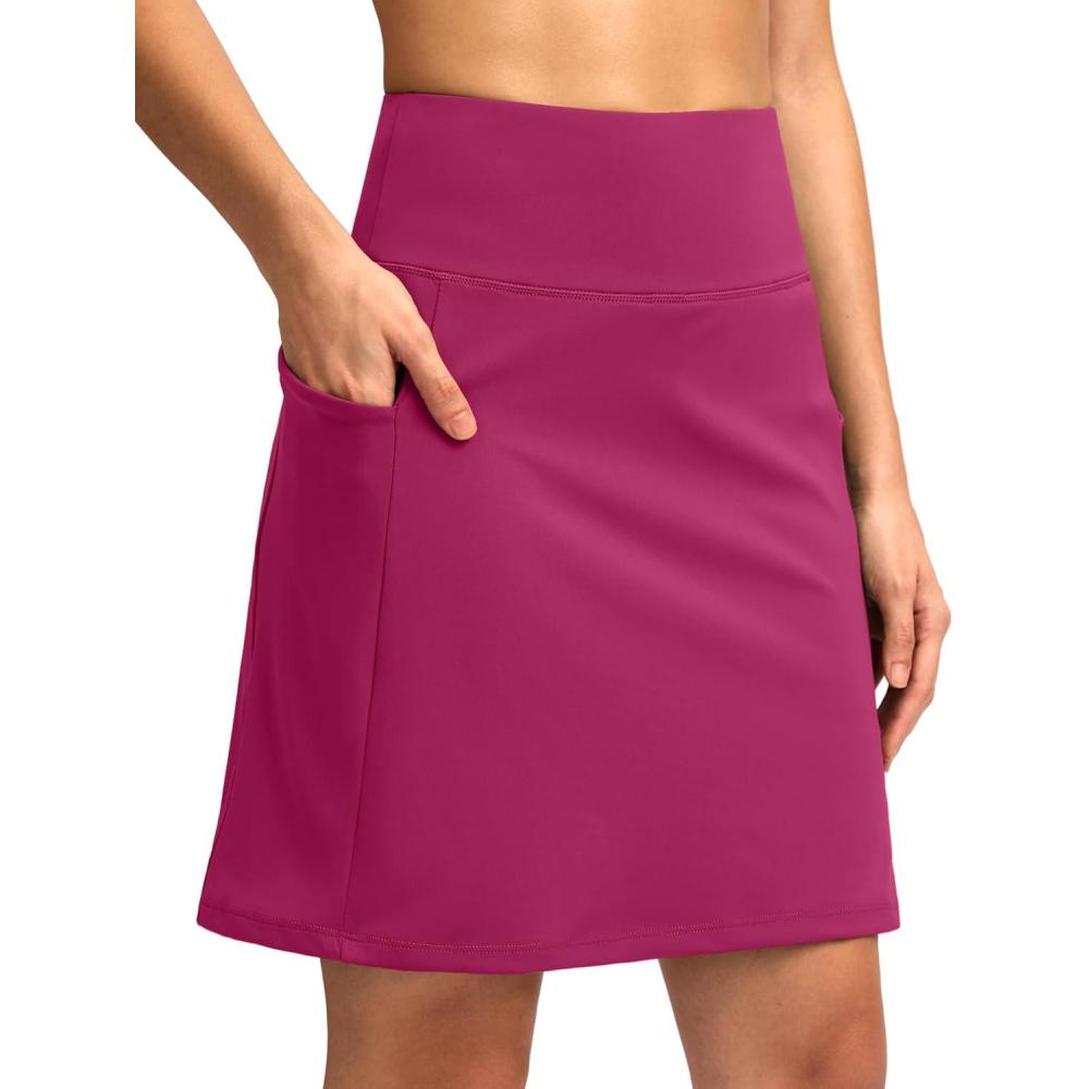 imageSANTINY 18quot Skorts for Women with 4 Pockets High Waist Long Athletic Tennis Skirt Golf Skort Dressy CasualRose