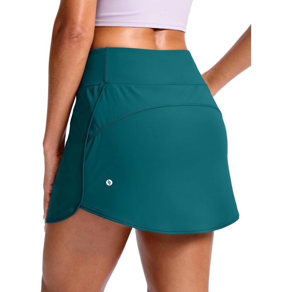 imageSANTINY Skorts for Women with Pockets High Waisted Golf Skirts with Shorts A Line Athletic Tennis Skirt for Casual PickleballBorealis Green