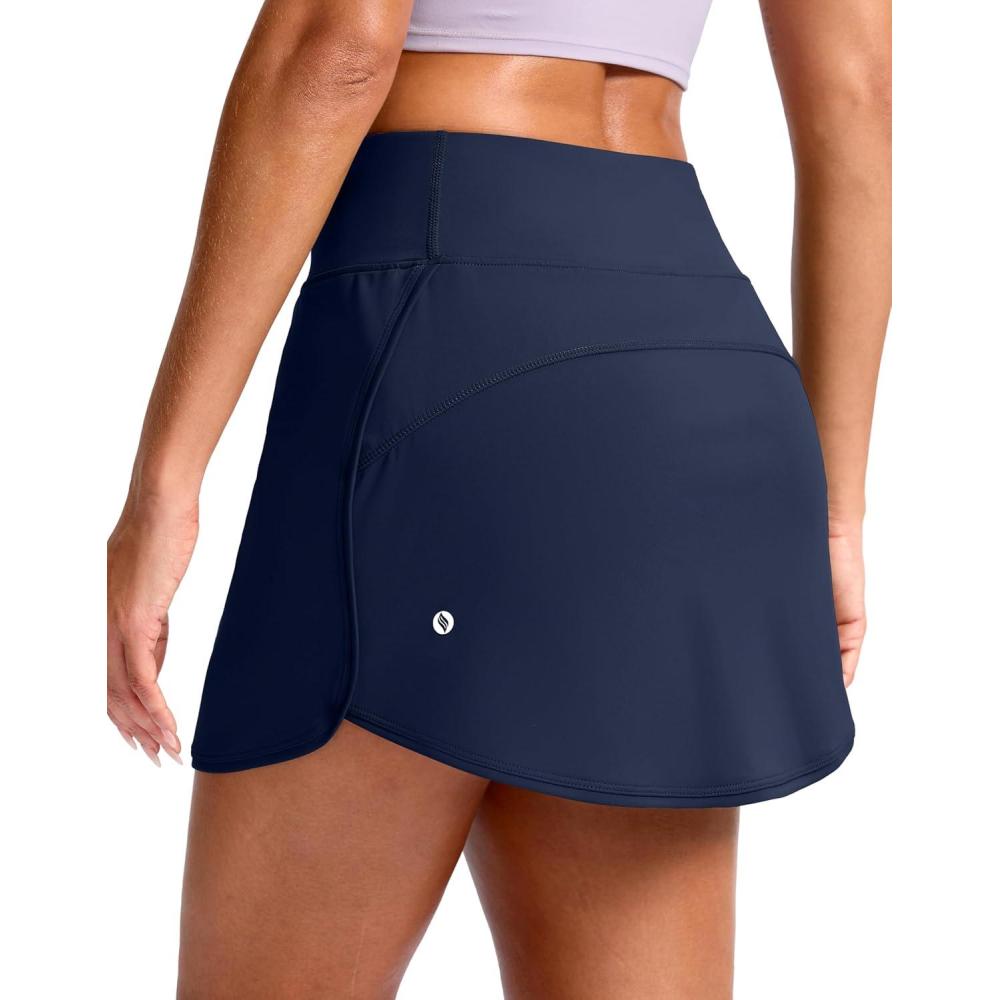 imageSANTINY Skorts for Women with Pockets High Waisted Golf Skirts with Shorts A Line Athletic Tennis Skirt for Casual PickleballNavy