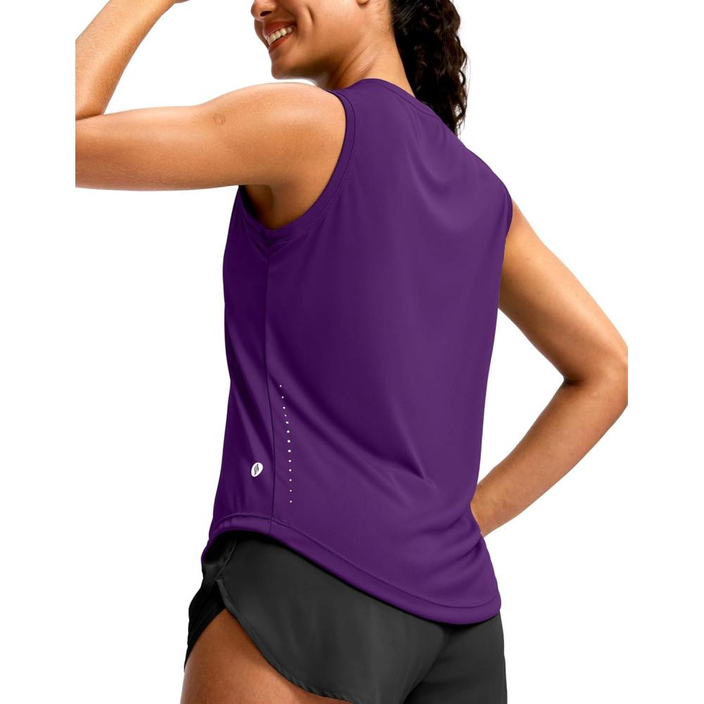 imageSANTINY Sleeveless Workout Tops for Women Breathable Lightweight Athletic Running Tank Tops Active Tennis Yoga ShirtsDark Purple