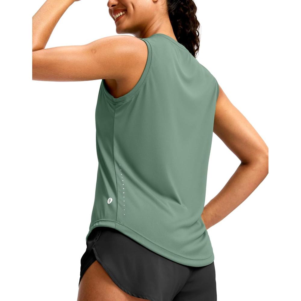imageSANTINY Sleeveless Workout Tops for Women Breathable Lightweight Athletic Running Tank Tops Active Tennis Yoga ShirtsGreysage