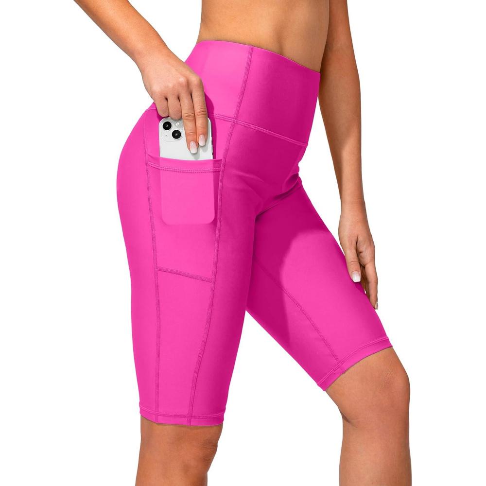 imageSANTINY Womens 812 High Waisted Swim Shorts with Pockets UPF50 Long Board Swimming Shorts for Women with Liner12inrosy