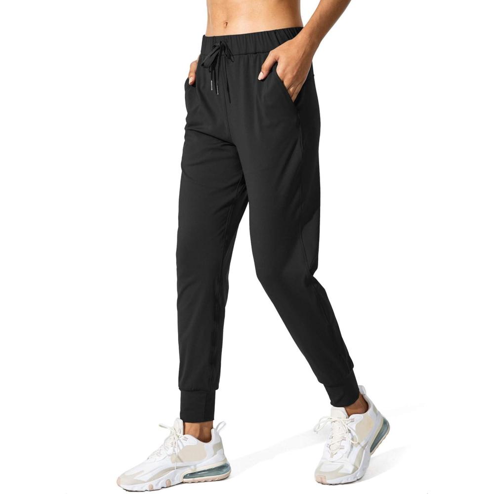 imageSANTINY Womens Joggers Pants Pockets Drawstring Running Sweatpants for Women Lounge Workout JoggingBlack