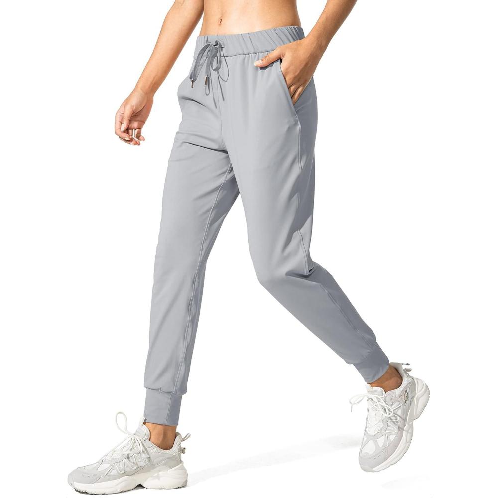 imageSANTINY Womens Joggers Pants Pockets Drawstring Running Sweatpants for Women Lounge Workout JoggingBright Grey