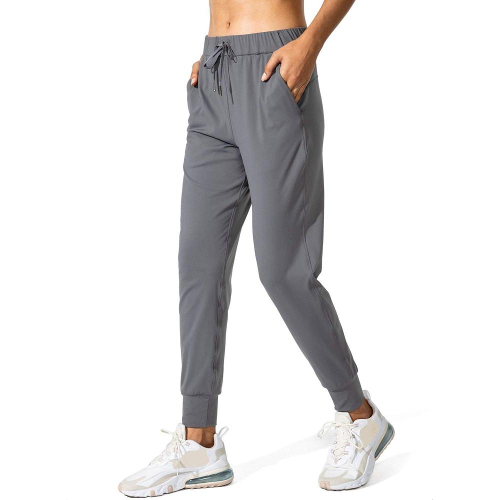 imageSANTINY Womens Joggers Pants Pockets Drawstring Running Sweatpants for Women Lounge Workout JoggingDark Grey