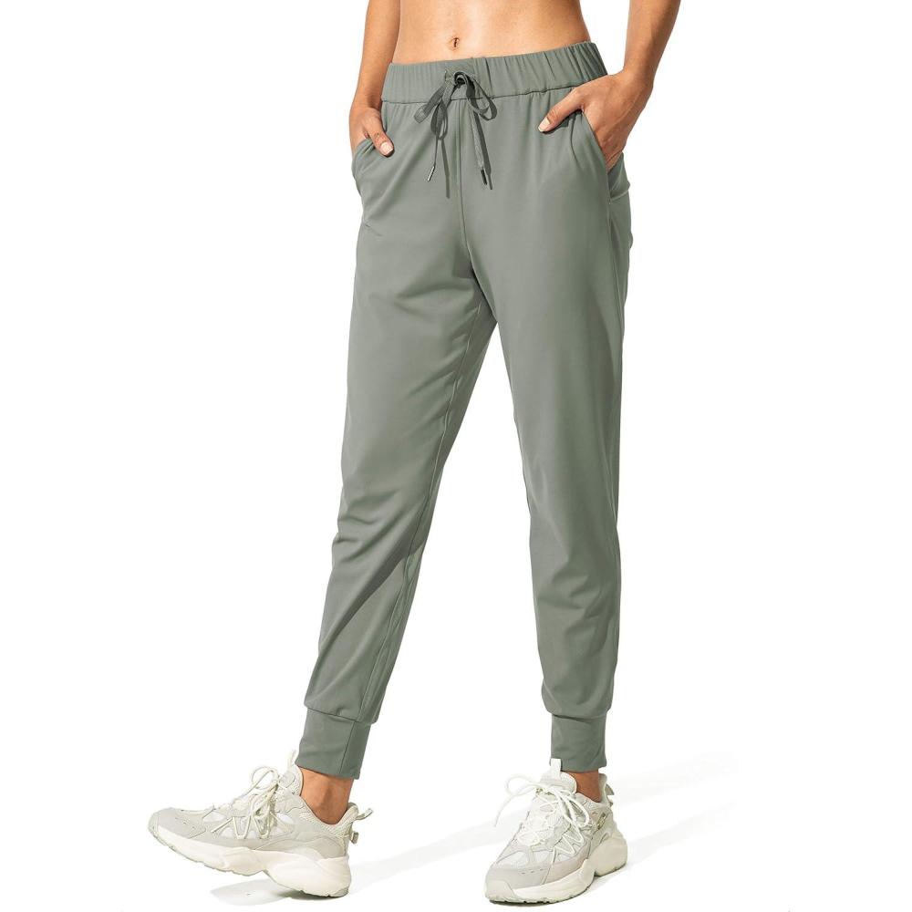 imageSANTINY Womens Joggers Pants Pockets Drawstring Running Sweatpants for Women Lounge Workout JoggingGrey Sage