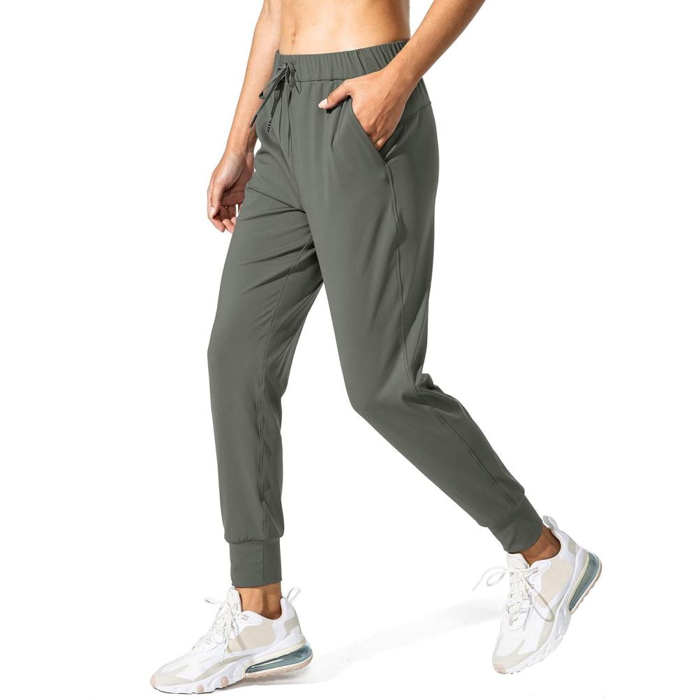 imageSANTINY Womens Joggers Pants Pockets Drawstring Running Sweatpants for Women Lounge Workout JoggingOlive Green