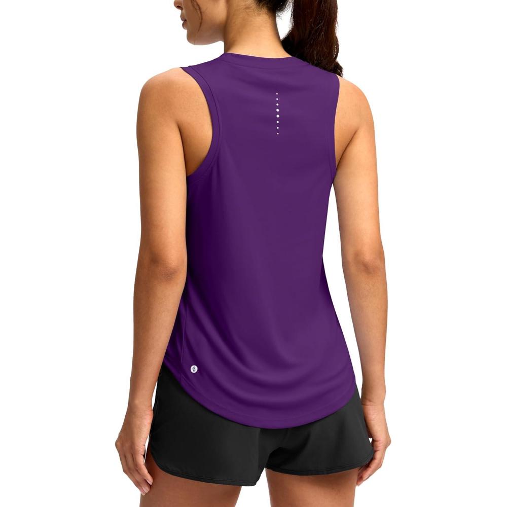 imageSANTINY Womens Sleeveless Workout Tops Lightweight Tennis Yoga Athletic Running Shirts Racerback Tank Tops for WomenDark Purple
