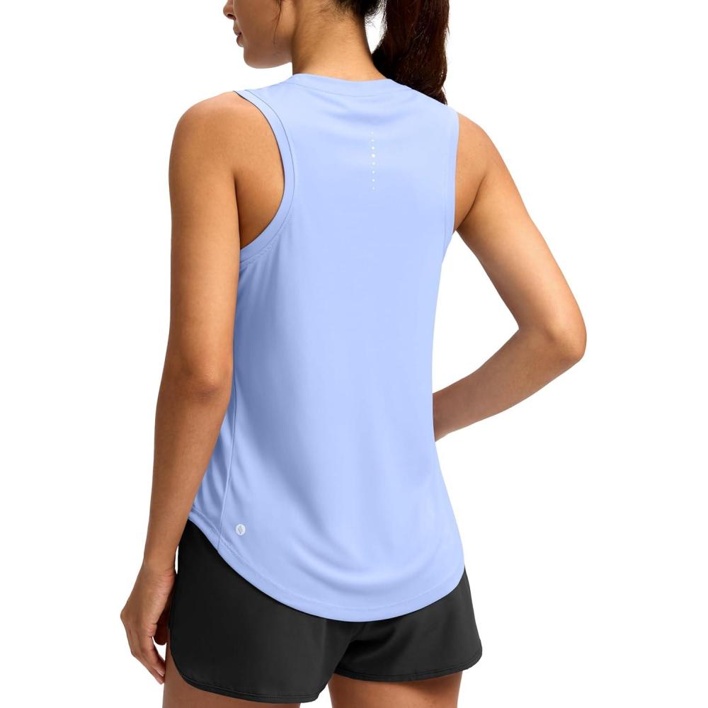 imageSANTINY Womens Sleeveless Workout Tops Lightweight Tennis Yoga Athletic Running Shirts Racerback Tank Tops for WomenLight Blue