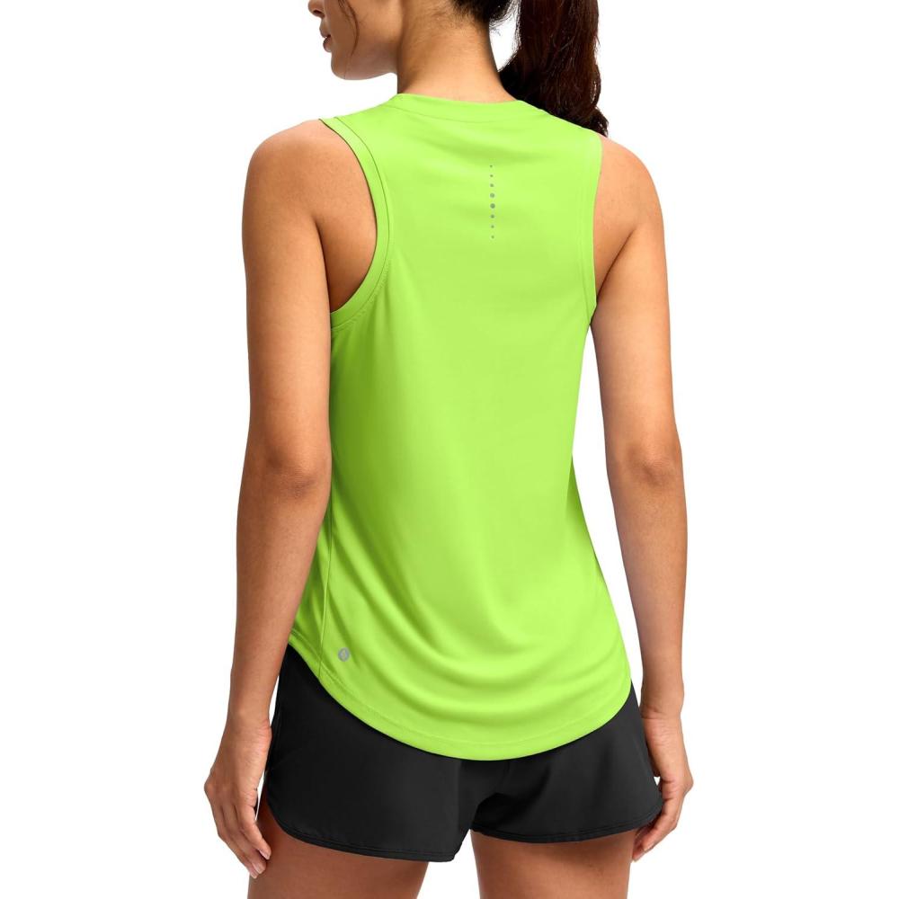 imageSANTINY Womens Sleeveless Workout Tops Lightweight Tennis Yoga Athletic Running Shirts Racerback Tank Tops for WomenNeon Green