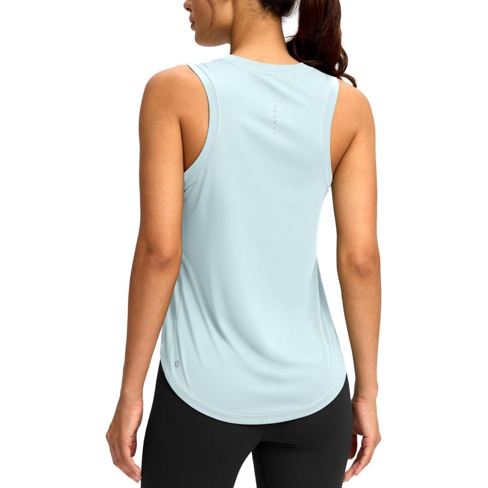 imageSANTINY Womens Sleeveless Workout Tops Lightweight Tennis Yoga Athletic Running Shirts Racerback Tank Tops for WomenSky Blue