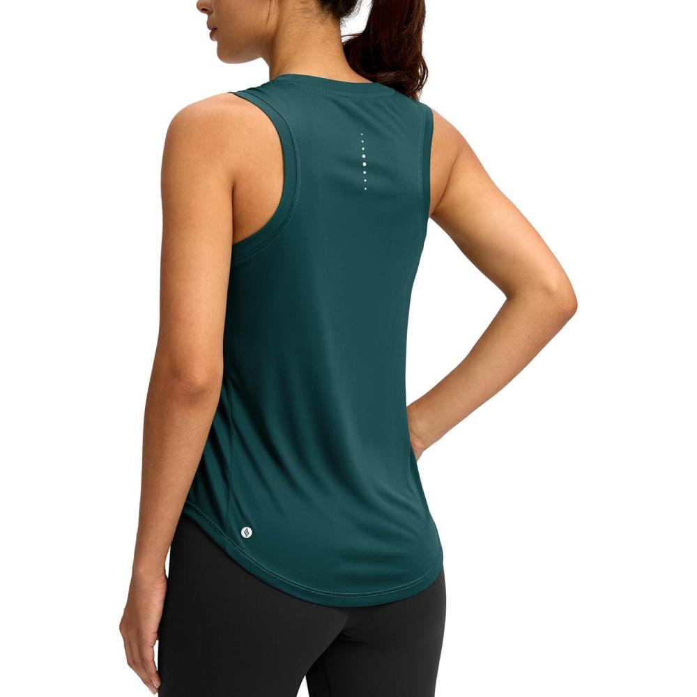 imageSANTINY Womens Sleeveless Workout Tops Lightweight Tennis Yoga Athletic Running Shirts Racerback Tank Tops for WomenTeal