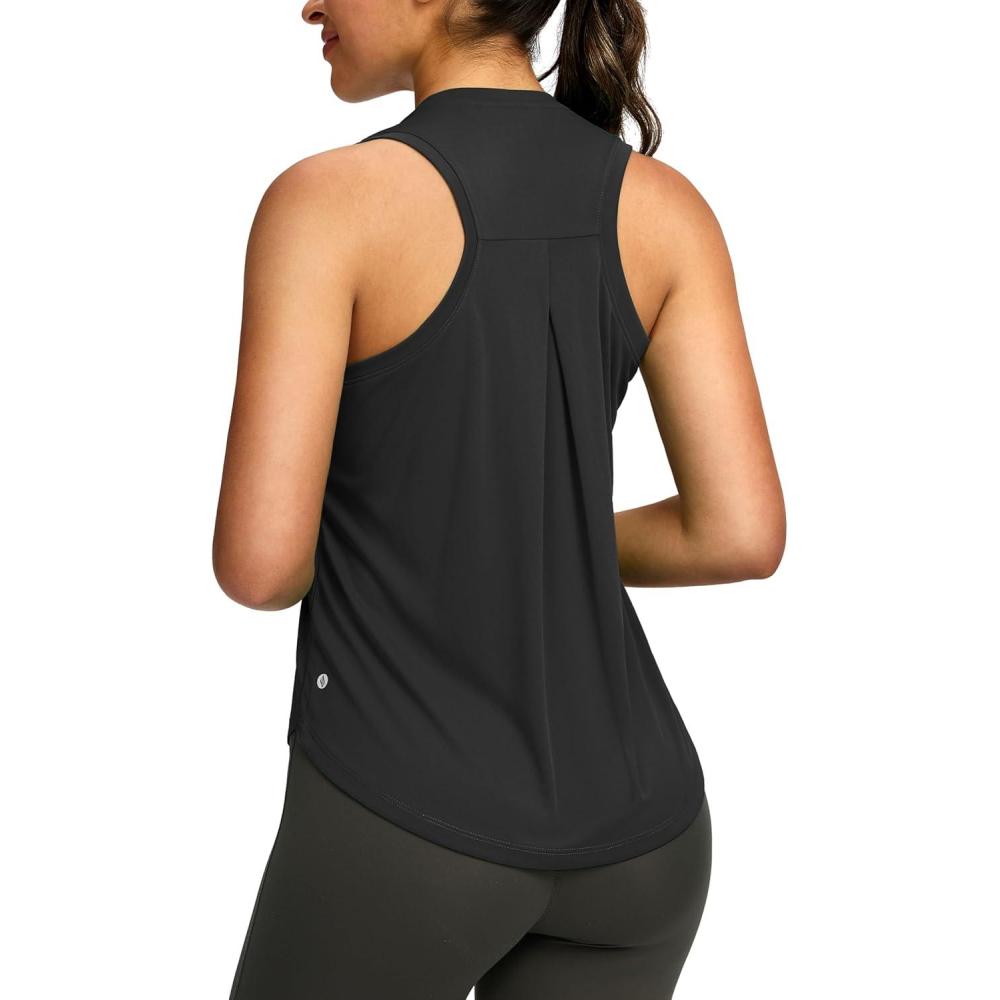 imageSANTINY Womens Sleeveless Workout Tops Lightweight Tennis Yoga Gym Athletic Running Shirts Racerback Tank Tops for WomenBlack