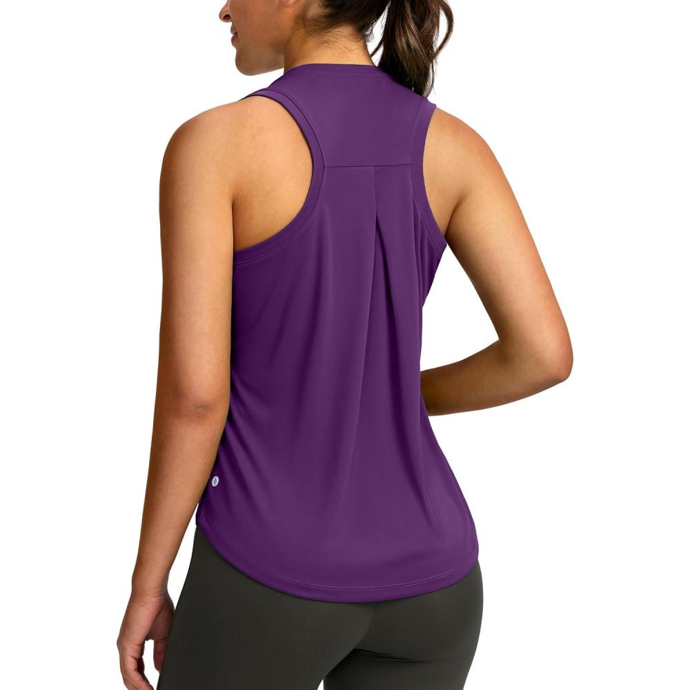 imageSANTINY Womens Sleeveless Workout Tops Lightweight Tennis Yoga Gym Athletic Running Shirts Racerback Tank Tops for WomenPurple