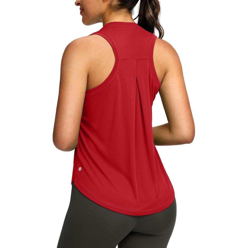 imageSANTINY Womens Sleeveless Workout Tops Lightweight Tennis Yoga Gym Athletic Running Shirts Racerback Tank Tops for WomenRed
