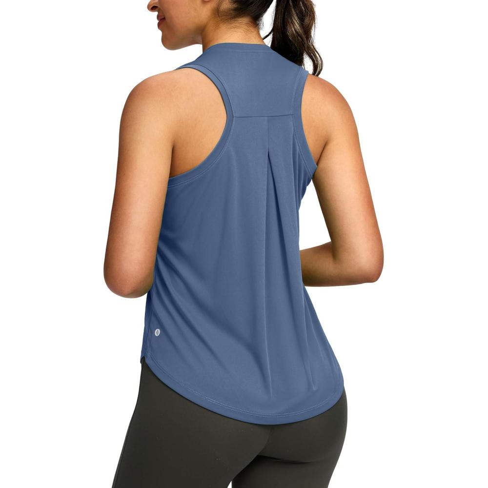 imageSANTINY Womens Sleeveless Workout Tops Lightweight Tennis Yoga Gym Athletic Running Shirts Racerback Tank Tops for WomenSlate Blue