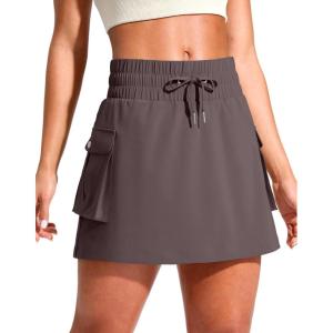 SANTINY 14″ Cargo Skorts for Women with 4 Pockets Drawstring High Waisted Golf Hiking Skirt for Casual Summer Travel(Sparrow)