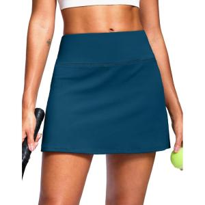 SANTINY 14″ Skorts for Women with 2 Pockets High Waisted A Line Casual Pickleball Golf Skort Athletic Tennis Skirt(Indigo)
