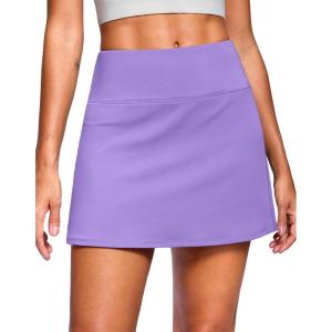 SANTINY 14″ Skorts for Women with 2 Pockets High Waisted A Line Casual Pickleball Golf Skort Athletic Tennis Skirt(Lavender)