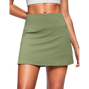 SANTINY 14″ Skorts for Women with 2 Pockets High Waisted A Line Casual Pickleball Golf Skort Athletic Tennis Skirt(Moss Green)