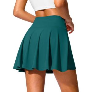SANTINY 14″ Tennis Skirt Golf Skorts with Pockets Tummy Control Shorts Pleated Skirts for Women Athletic Dressy Casual(Dark Teal)