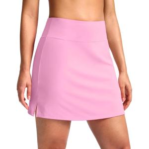 SANTINY 16″ Skorts for Women with 2 Pockets High Waisted A Line Pickleball Golf Skort Casual Athletic Tennis Skirt(Pink)