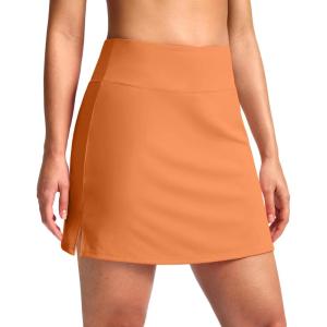 SANTINY 16″ Skorts for Women with 2 Pockets High Waisted A Line Pickleball Golf Skort Casual Athletic Tennis Skirt(Pumpkinorange)