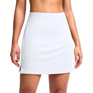 SANTINY 16″ Skorts for Women with 2 Pockets High Waisted A Line Pickleball Golf Skort Casual Athletic Tennis Skirt(White)