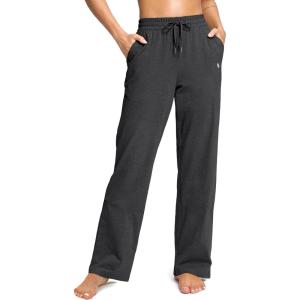 SANTINY 31″/33″/35″ Women’s Tall Cotton Sweatspants Yoga Lounge Casual Pants Open Bottom Sweat Pants for Women with Pockets(Charcoal)