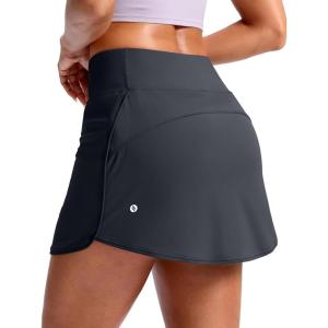 SANTINY Skorts for Women with Pockets High Waisted Golf Skirts with Shorts A Line Athletic Tennis Skirt for Casual Pickleball(Dark Grey)