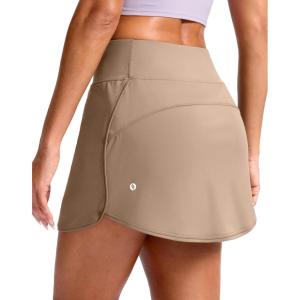 SANTINY Skorts for Women with Pockets High Waisted Golf Skirts with Shorts A Line Athletic Tennis Skirt for Casual Pickleball(Khaki)