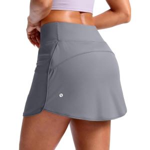 SANTINY Skorts for Women with Pockets High Waisted Golf Skirts with Shorts A Line Athletic Tennis Skirt for Casual Pickleball(Light Grey)