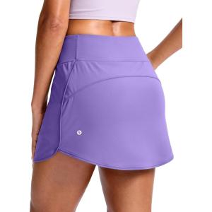SANTINY Skorts for Women with Pockets High Waisted Golf Skirts with Shorts A Line Athletic Tennis Skirt for Casual Pickleball(Light Lavender)