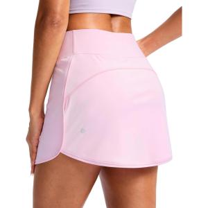 SANTINY Skorts for Women with Pockets High Waisted Golf Skirts with Shorts A Line Athletic Tennis Skirt for Casual Pickleball(Light Pink)