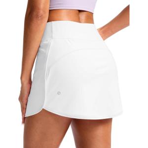 SANTINY Skorts for Women with Pockets High Waisted Golf Skirts with Shorts A Line Athletic Tennis Skirt for Casual Pickleball(White)