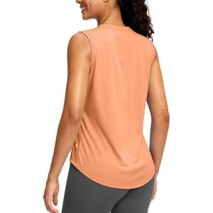 SANTINY Sleeveless Workout Tops for Women Breathable Lightweight Athletic Running Tank Tops Active Tennis Yoga Shirts(Coral Pink)