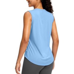 SANTINY Sleeveless Workout Tops for Women Breathable Lightweight Athletic Running Tank Tops Active Tennis Yoga Shirts(Haze Blue)