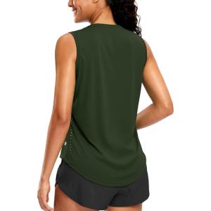 SANTINY Sleeveless Workout Tops for Women Breathable Lightweight Athletic Running Tank Tops Active Tennis Yoga Shirts(Olive)