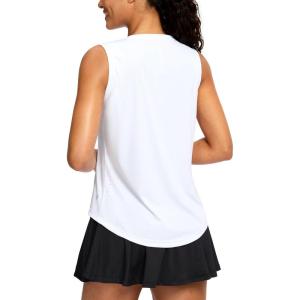 SANTINY Sleeveless Workout Tops for Women Breathable Lightweight Athletic Running Tank Tops Active Tennis Yoga Shirts(White)