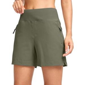 SANTINY Women’s 5”/ 7”Hiking Shorts with 3 Zipper Pockets Lightweight Quick Dry Golf Shorts for Women Athletic Walking(Grey Sage)