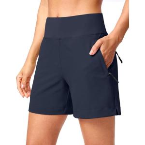 SANTINY Women’s 5”/ 7”Hiking Shorts with 3 Zipper Pockets Lightweight Quick Dry Golf Shorts for Women Athletic Walking(Navy)
