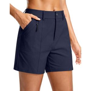 SANTINY Women’s 5″ Hiking Golf Shorts Quick Dry Stretch Casual Work Shorts with Pockets for Women Walking Travel Summer(Navy)
