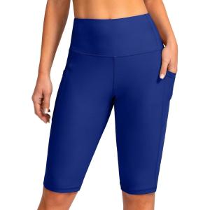 SANTINY Women’s 8”/12” High Waisted Swim Shorts with Pockets UPF50+ Long Board Swimming Shorts for Women with Liner(12in-deep Blue)