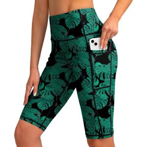 SANTINY Women’s 8”/12” High Waisted Swim Shorts with Pockets UPF50+ Long Board Swimming Shorts for Women with Liner(12in-leaf)