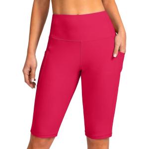 SANTINY Women’s 8”/12” High Waisted Swim Shorts with Pockets UPF50+ Long Board Swimming Shorts for Women with Liner(12in-watermelon)