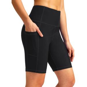 SANTINY Women’s 8”/12” High Waisted Swim Shorts with Pockets UPF50+ Long Board Swimming Shorts for Women with Liner(8-in-black)