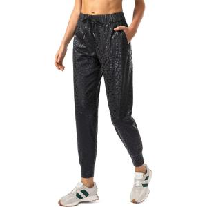SANTINY Women’s Joggers Pants Pockets Drawstring Running Sweatpants for Women Lounge Workout Jogging(Black Leopard)