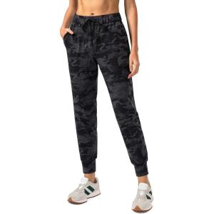 SANTINY Women’s Joggers Pants Pockets Drawstring Running Sweatpants for Women Lounge Workout Jogging(Camo Deep Coal Multi)